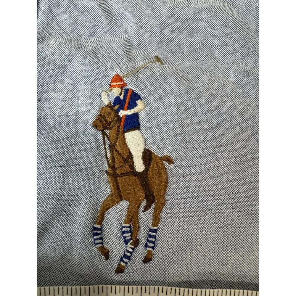 Ralph Lauren Polo Big Pony Oxford Shirt Blue Equestrian Y2K Button Down Kids 5